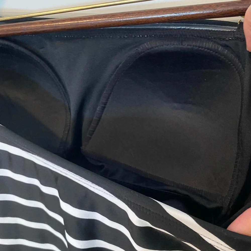 * Kona Sol Black White Striped Strapless or Halter One Piece Swimsuit Size M - Picture 5 of 8